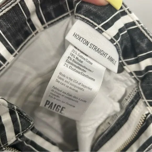 Paige Hoxton Straight Ankle Jeans Vintage Black Stripe Size 26 - Picture 12 of 13